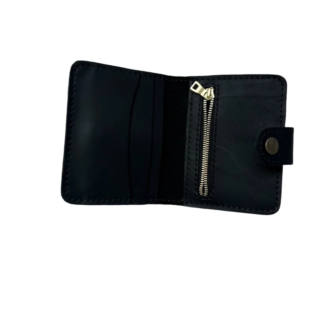 Portland leather black compact wallet